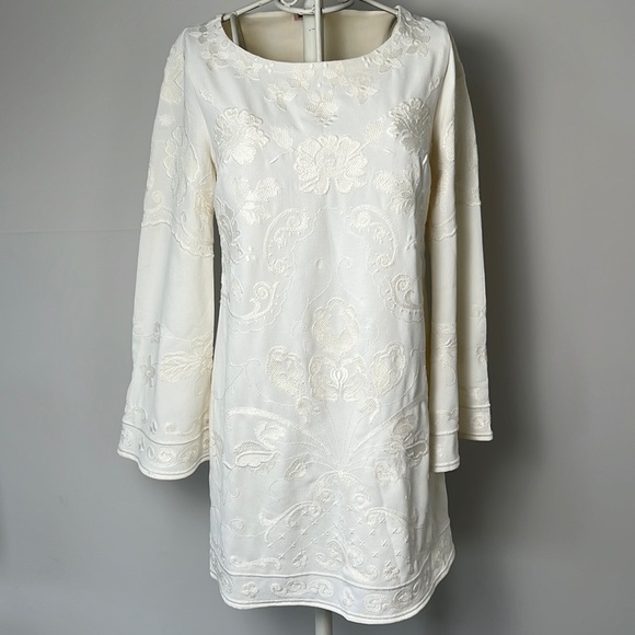 Juicy Couture Cream Angel Embroidered Crepe Dress - Picture 1 of 5